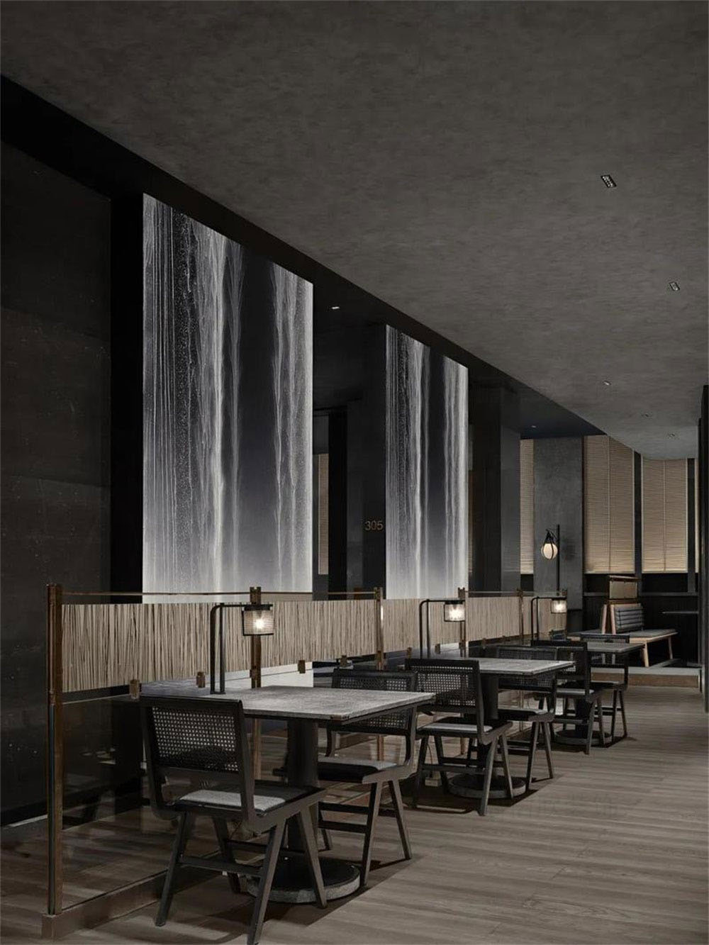簡約風格日本料理鐵板燒餐廳裝修設計散座區